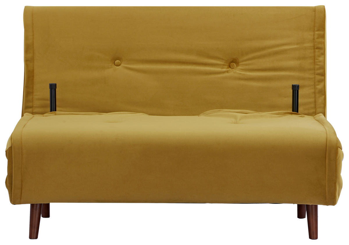 CANAPEA EXTENSIBILĂ textil galben  - galben/culoare lemn mesteacăn, Design, lemn/textil (122/81/88cm) - Livetastic
