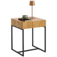 BEISTELLTISCH 40/40/50 cm Schwarz, Eichefarben quadratisch  - Eichefarben/Schwarz, MODERN, Holzwerkstoff/Metall (40/40/50cm) - Xora