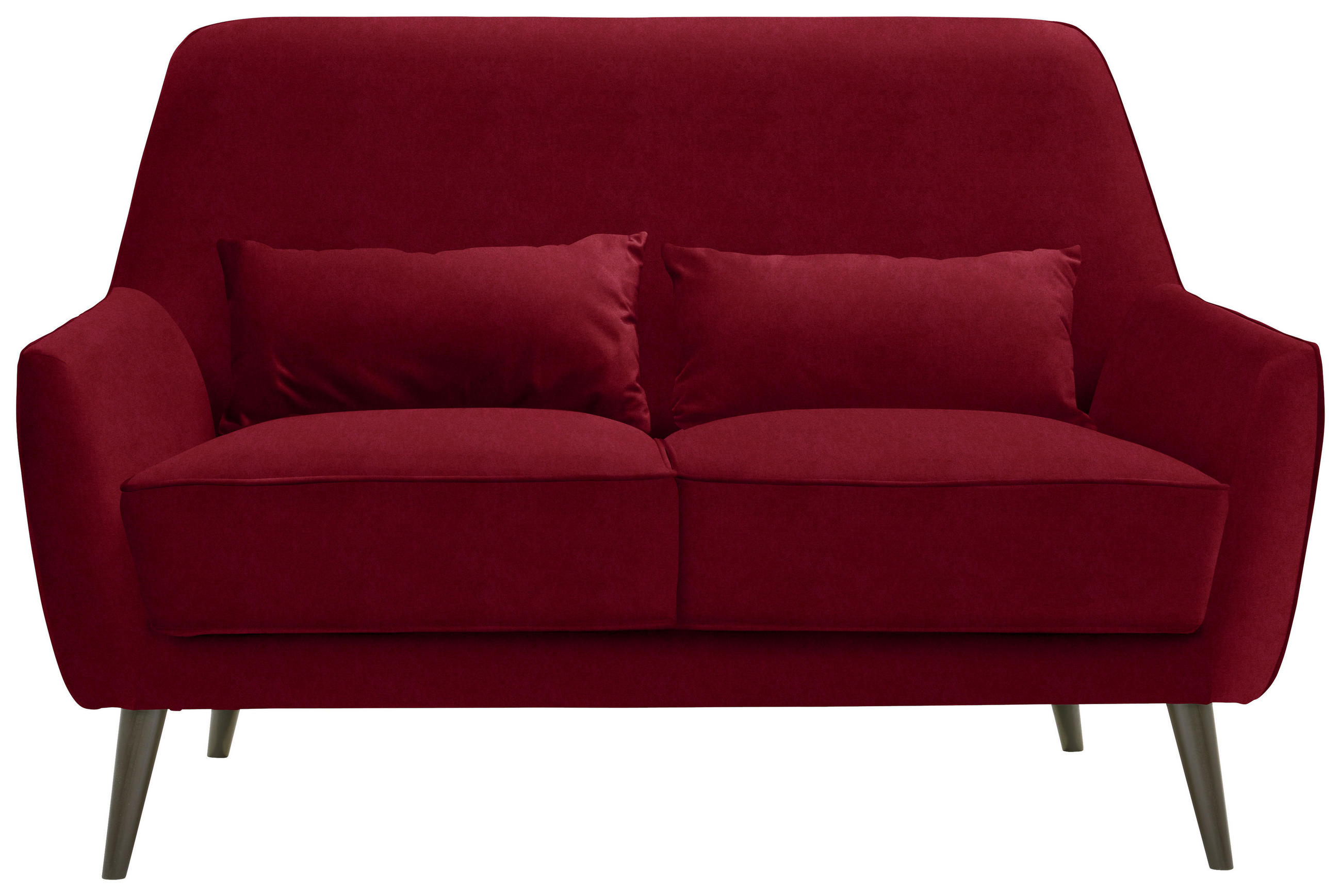 2-SITZER-SOFA in Mikrofaser Rot  - Rot/Schwarz, Trend, Holz/Textil (135/86/80cm) - Carryhome