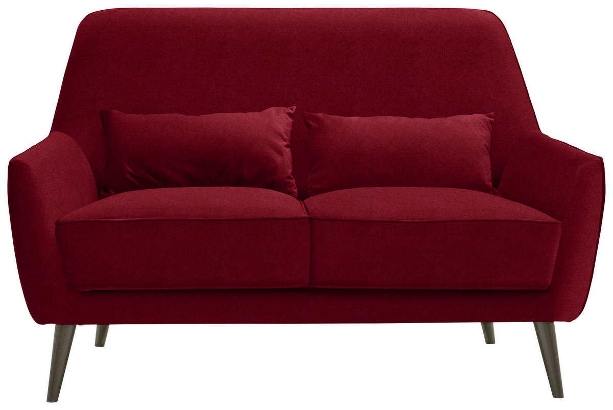 2-SITZER-SOFA Mikrofaser Rot  - Rot/Schwarz, Trend, Holz/Textil (135/86/80cm) - MID.YOU