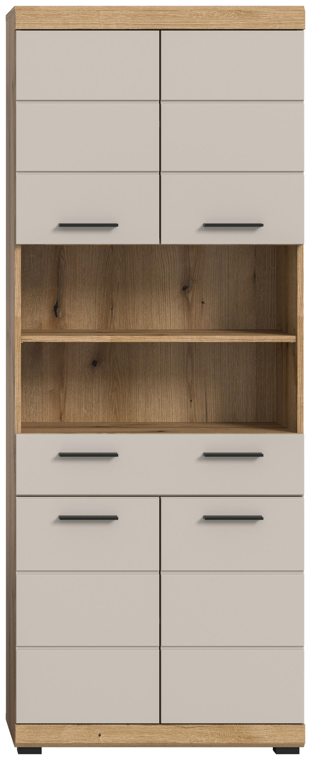 HOCHSCHRANK 74/191/31 cm  - Kaschmir/Schwarz, MODERN, Holzwerkstoff/Kunststoff (74/191/31cm) - MID.YOU