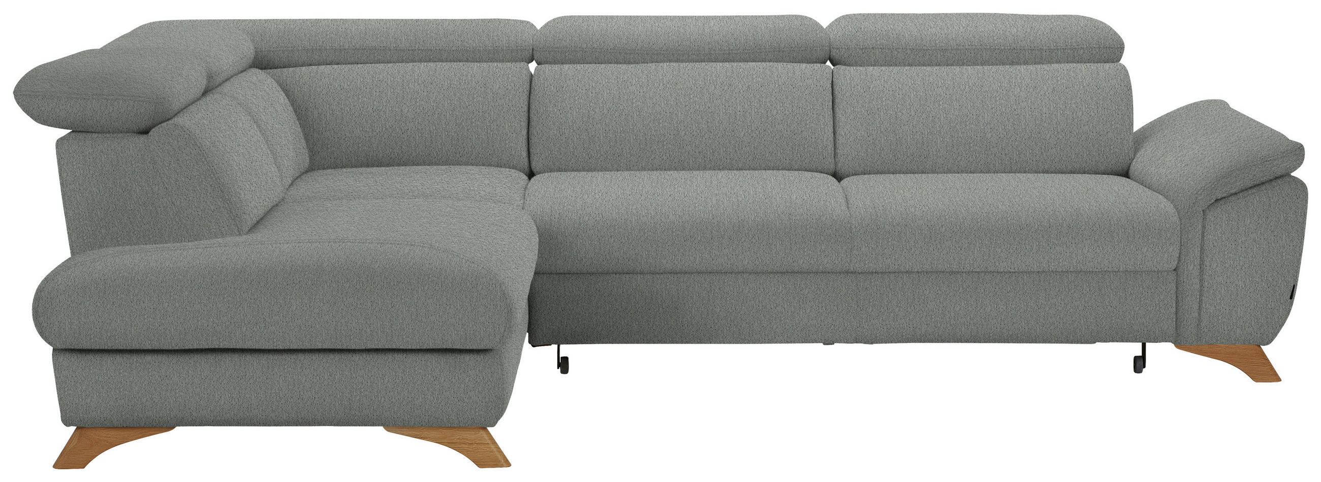 ECKSOFA in Chenille Silberfarben  212/287 cm  - Eichefarben/Silberfarben, MODERN, Holz/Textil (212/287cm) - Valnatura