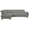 ECKSOFA in Chenille Silberfarben  - Eichefarben/Silberfarben, Modern, Holz/Textil (212/287cm) - Valnatura