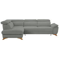 ECKSOFA in Chenille Silberfarben  - Eichefarben/Silberfarben, Modern, Holz/Textil (212/287cm) - Valnatura