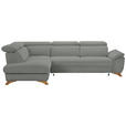 ECKSOFA in Chenille Silberfarben  - Eichefarben/Silberfarben, MODERN, Holz/Textil (212/287cm) - Valnatura