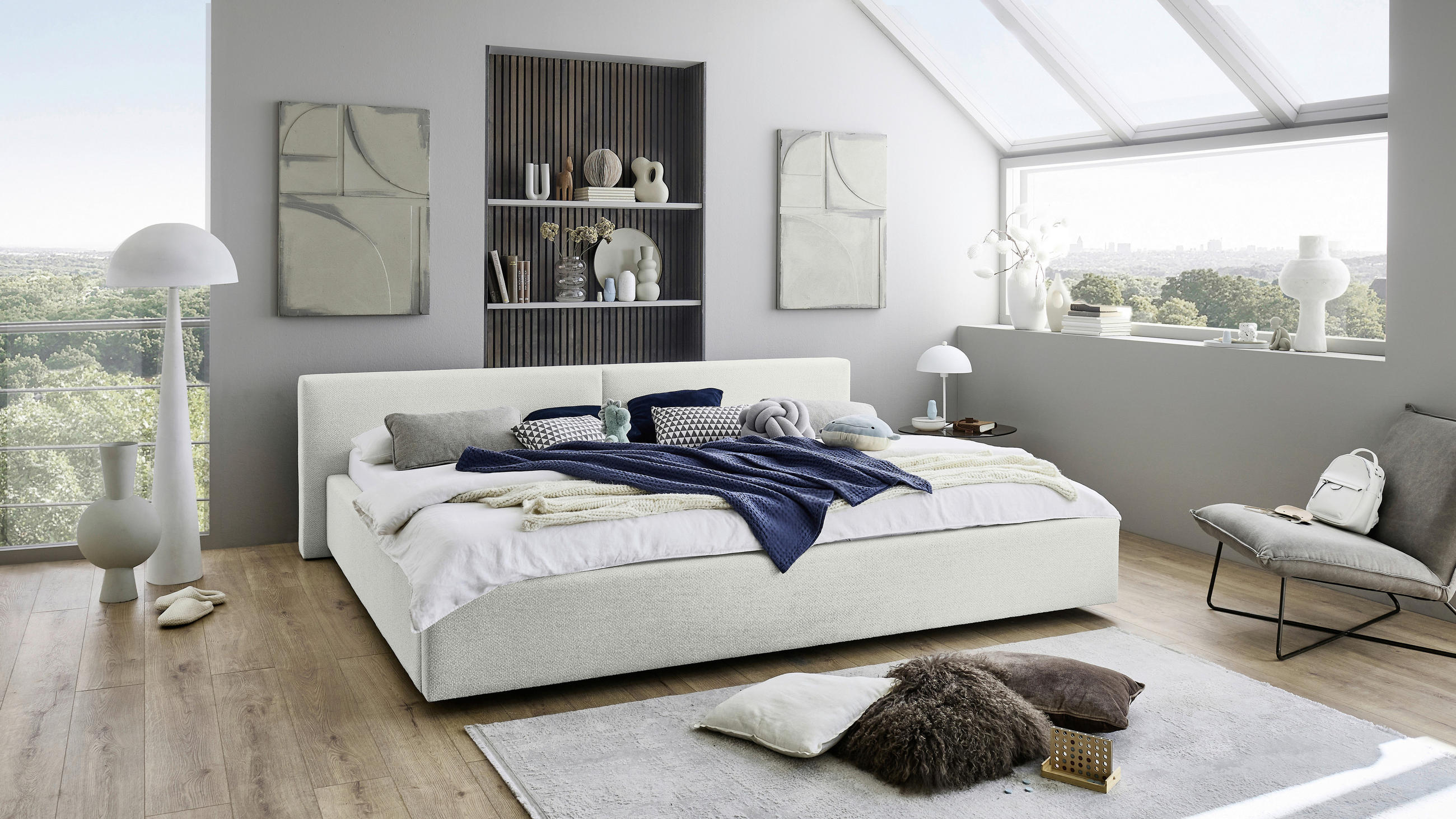 POLSTERBETT 240/200 cm  Weiss  - Weiss, Basics, Holz/Textil (240/200cm) - Boxxx