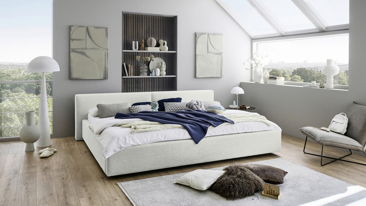 POLSTERBETT 240/200 cm,  in Weiß,  - Weiß, Basics, Textil (240/200cm) - Boxxx