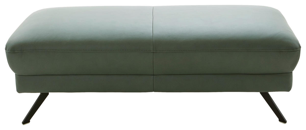 ECKSOFA Opal Echtleder  - Opal/Schwarz, Design, Leder/Metall (332/193cm) - Dieter Knoll