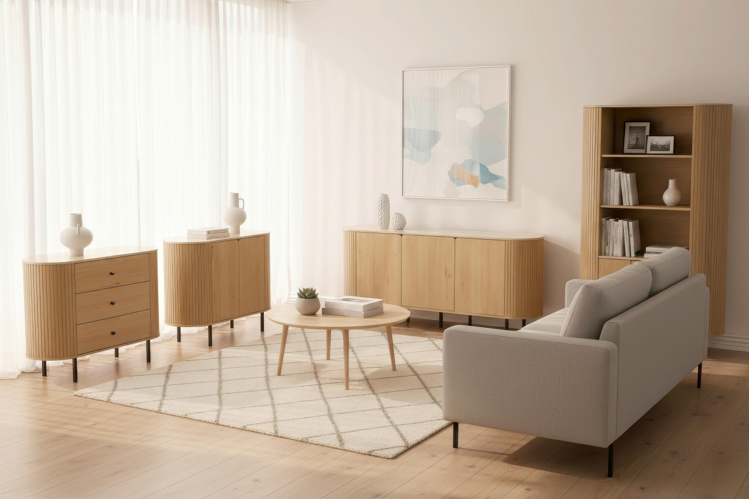 Thumbnail - Mid.you Highboard, Eiche, Holzwerkstoff, 100x160x40 cm, stehend, Wohnzimmer, Kommoden & Sideboards, Highboards