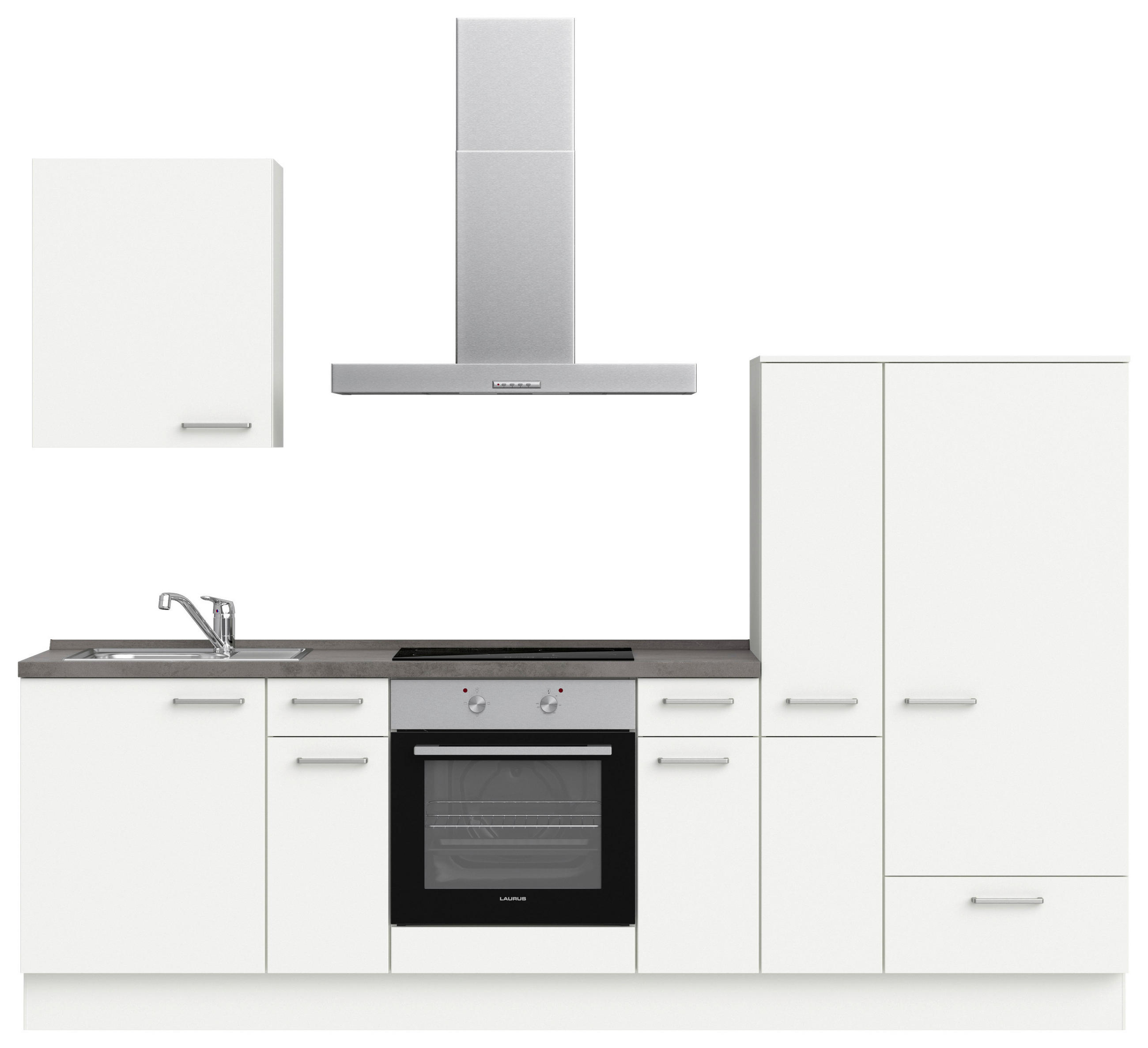KÜCHENBLOCK 270 cm   in Weiß, Schieferfarben  - Schieferfarben/Edelstahlfarben, MODERN, Holzwerkstoff/Metall (270cm) - Nobilia