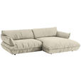 ECKSOFA  in Flachgewebe Creme  264/185 cm  - Creme/Schwarz, Design, Kunststoff/Textil (264/185cm) - Belluti