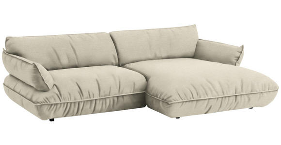 ECKSOFA  in Flachgewebe Creme  264/185 cm  - Creme/Schwarz, Design, Kunststoff/Textil (264/185cm) - Belluti