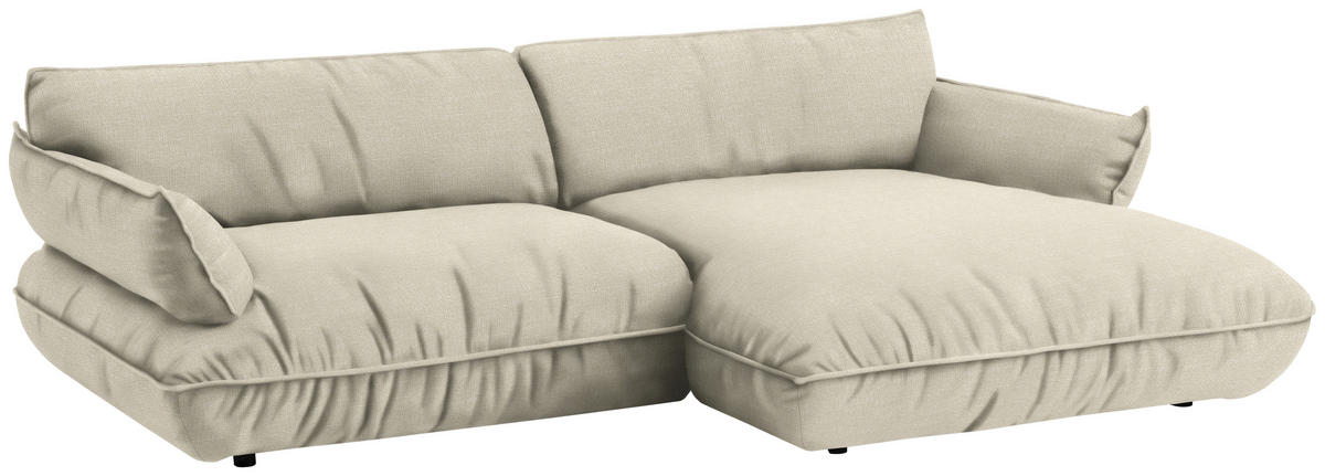 ECKSOFA Flachgewebe Creme  - Creme/Schwarz, Design, Kunststoff/Textil (264/185cm) - Belluti