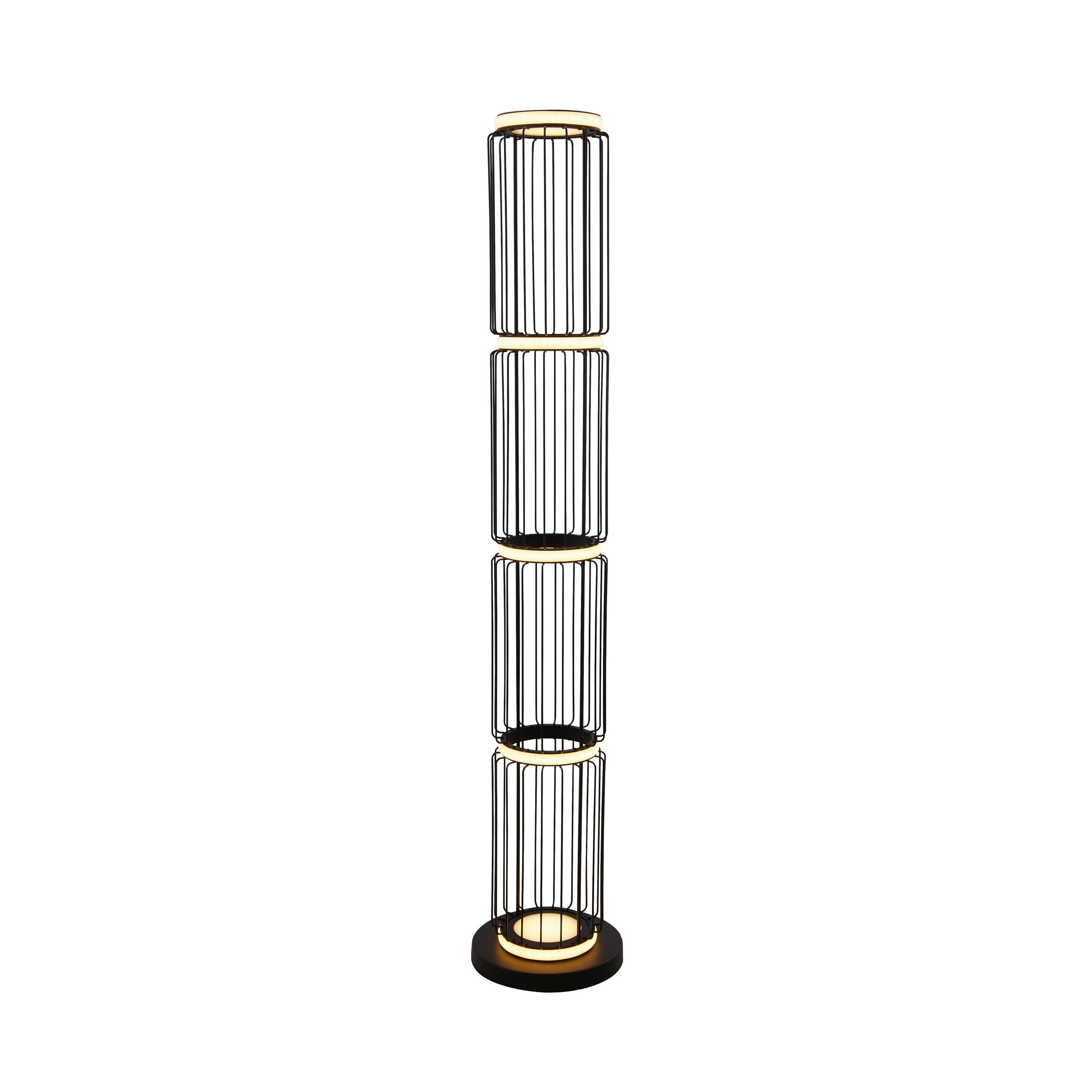 LED-STEHLEUCHTE CIRCOLO 22/117 cm   - Schwarz/Weiß, KONVENTIONELL, Glas/Kunststoff (22/117cm) - Searchlight
