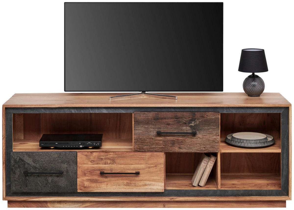 NÍZKA KOMODA, akácia, recyklované drevo, hnedá, farba akácie, tmavosivá, 160/60/40 cm - hnedá/čierna, Trend, kov/drevo (160/60/40cm) - Landscape