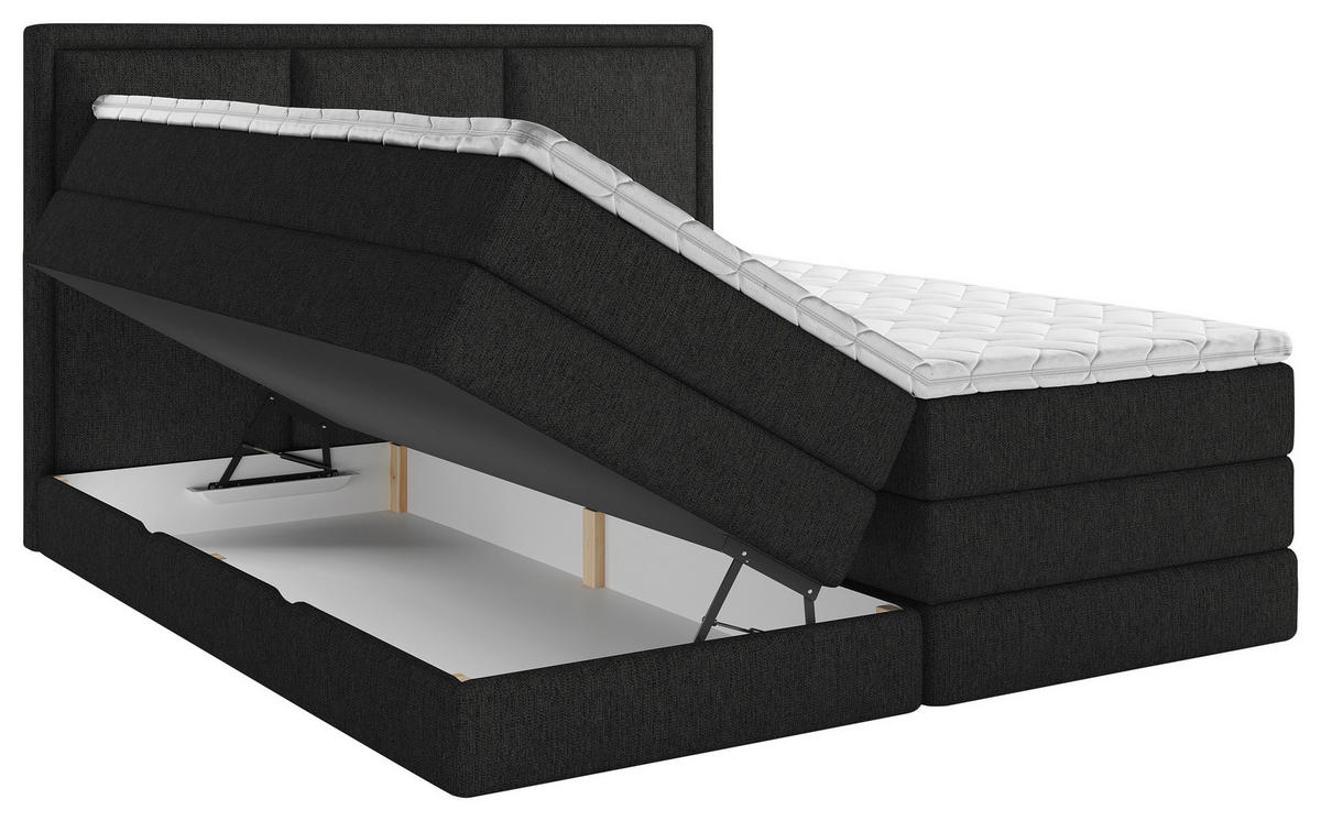 BOXSPRINGBETT 200/200 cm  in Schwarz  - Schwarz, Design, Holzwerkstoff/Kunststoff (200/200cm) - MID.YOU