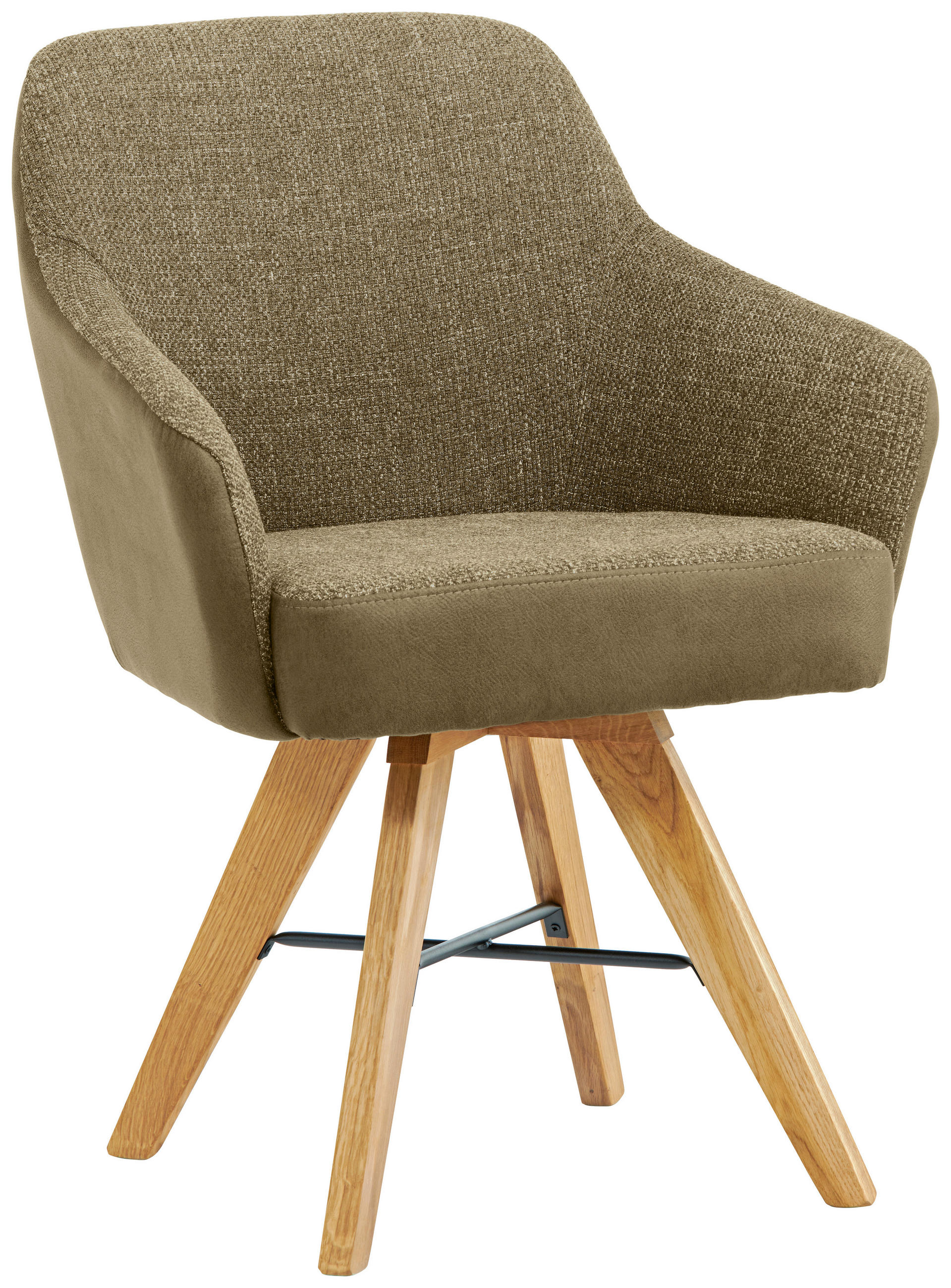 ARMLEHNSTUHL in Holz, Metall, Textil Grün, Eichefarben  - Eichefarben/Schwarz, KONVENTIONELL, Holz/Textil (64/86/60cm) - Voleo