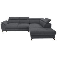 ECKSOFA in Webstoff Anthrazit  - Anthrazit/Schwarz, Design, Textil/Metall (277/237cm) - Stylife