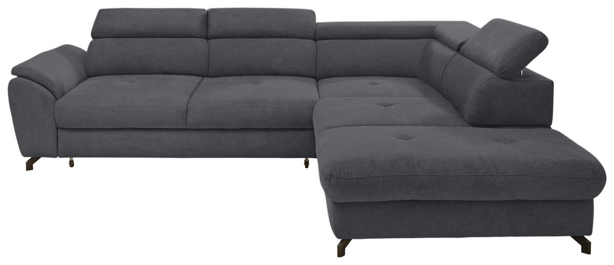 ECKSOFA in Webstoff Anthrazit  - Anthrazit/Schwarz, Design, Textil/Metall (277/237cm) - Stylife