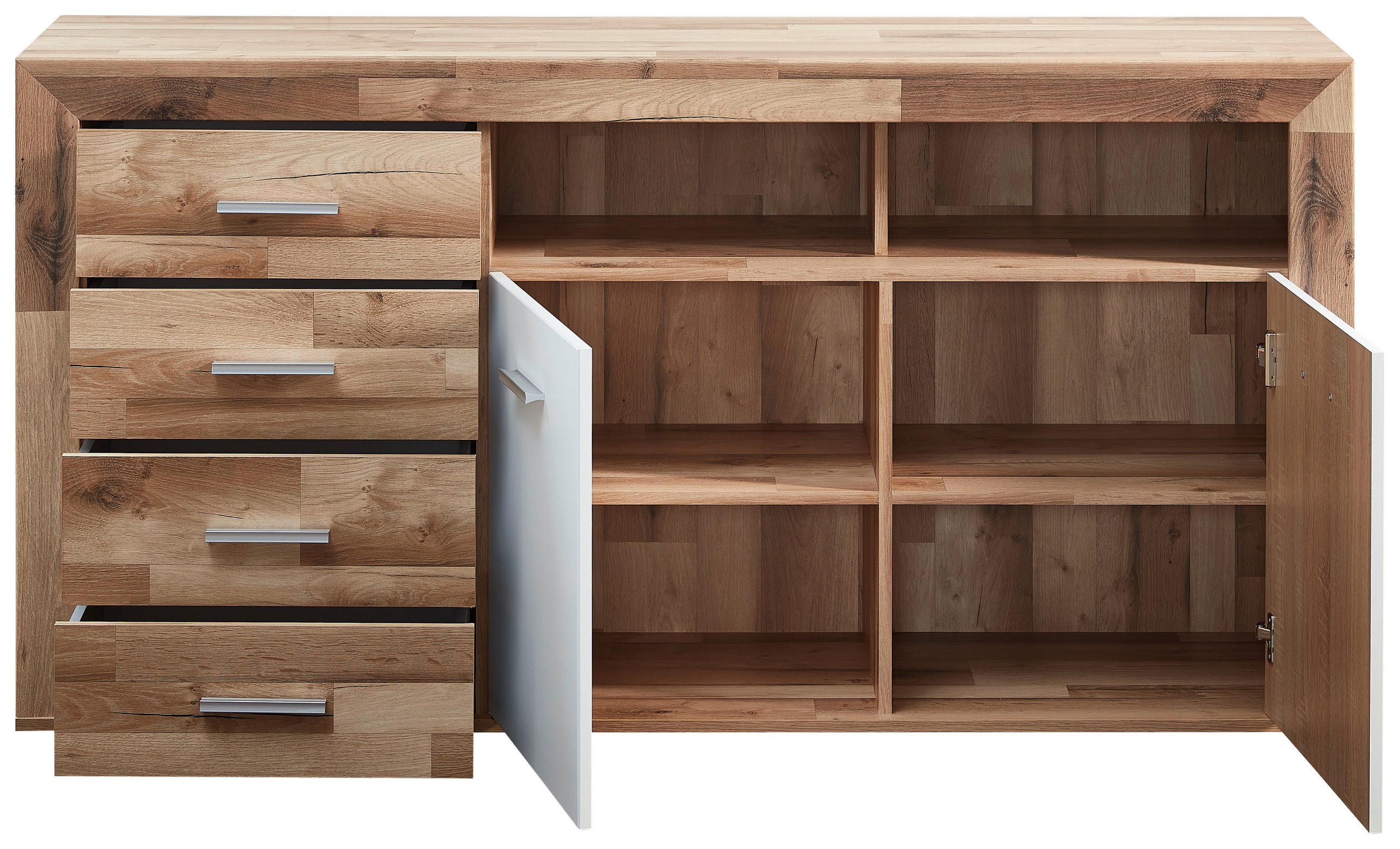 SIDEBOARD  in 166/85/44 cm  - Chromfarben/Eichefarben, Design, Holzwerkstoff/Kunststoff (166/85/44cm) - Livetastic