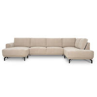 SOFFA i flatväv cappuccino  - cappuccino/svart, Klassisk, metall/trä (338/83/198cm) - Best Price