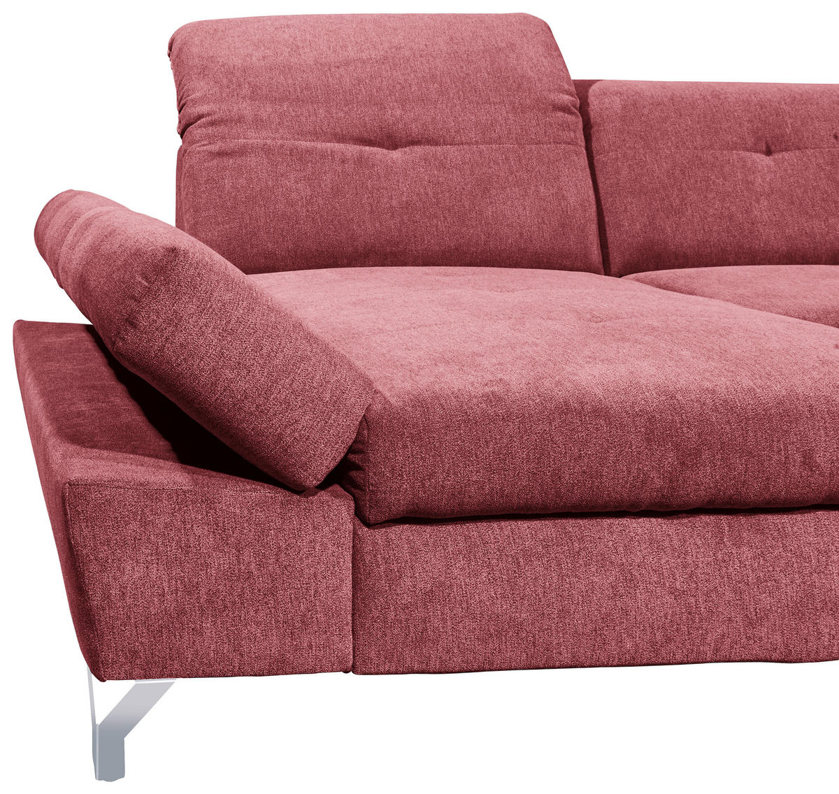WOHNLANDSCHAFT in Mikrovelours Beere  - Beere/Silberfarben, Modern, Textil/Metall (168/350/245cm) - MID.YOU