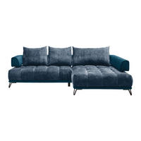 HÖRNSOFFA i kunglig blå  - kunglig blå/svart, Modern, metall/textil (262/184cm) - MID.YOU