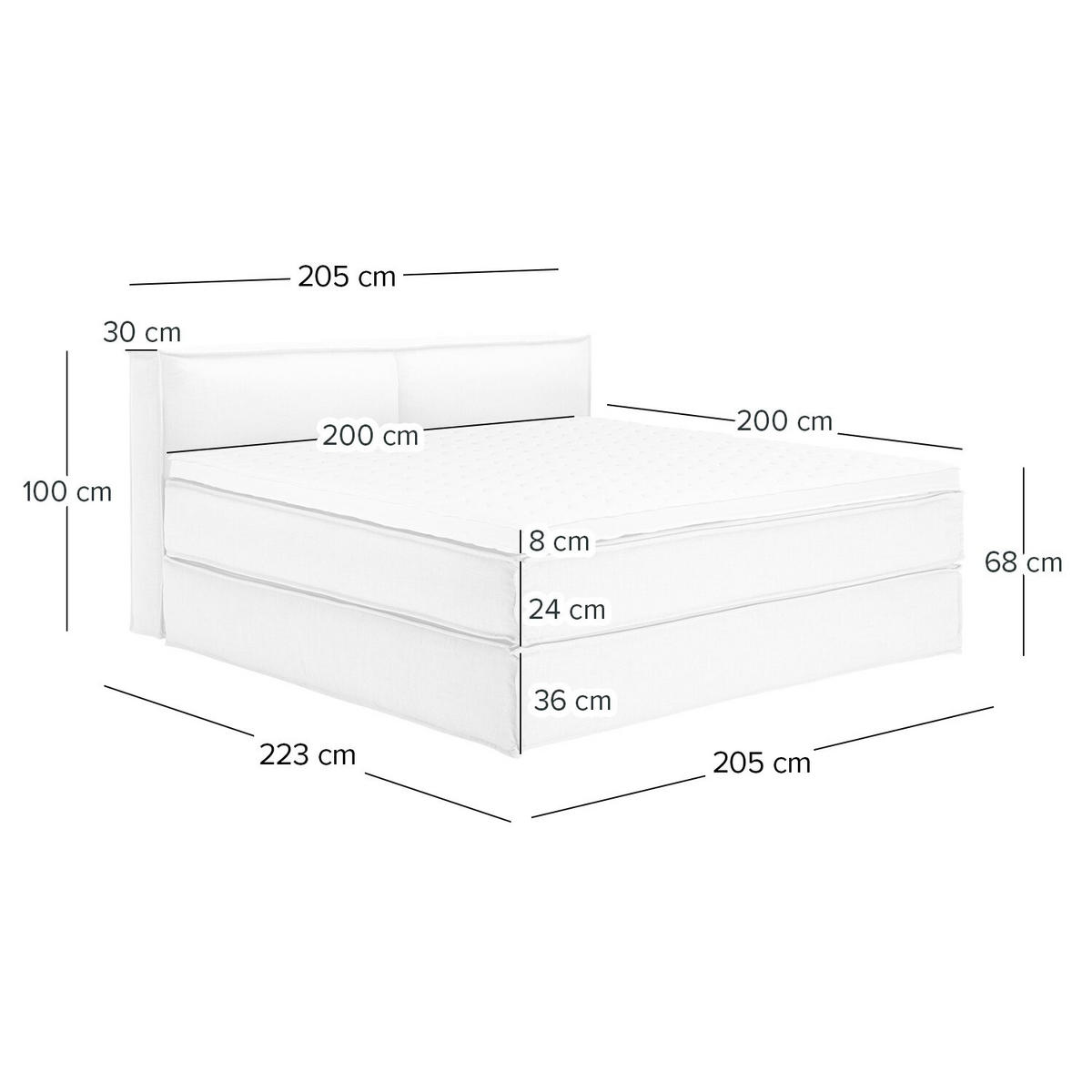 BOXSPRINGBETT 200/200 cm  in Anthrazit  - Anthrazit/Schwarz, Design, Textil (200/200cm) - home24