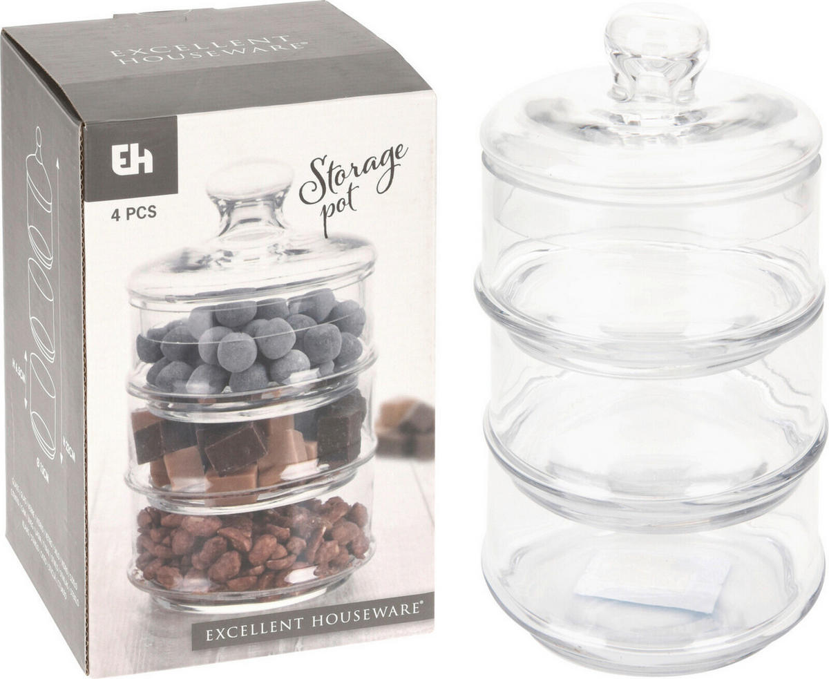 SKLENĚNÁ DÓZA NA POTRAVINY  - vícebarevná, Basics (13/13/21cm)