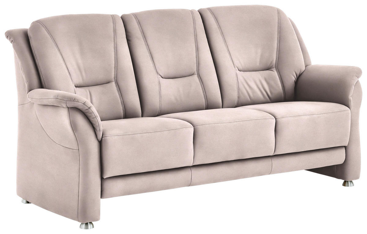 3-SITZER-SOFA in Mikrofaser Rosa  - Beige/Alufarben, Konventionell, Textil/Metall (198/100/89cm) - Beldomo Comfort
