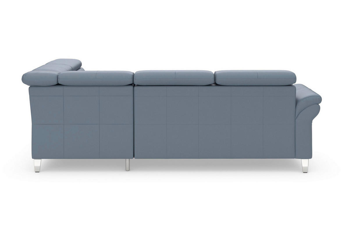 ECKSOFA ARNGAST E Graublau Echtleder Kopfteilverstellung  - Chromfarben/Graublau, Basics, Leder/Metall (245/194cm) - Sit & More