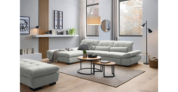 ECKSOFA  in Flachgewebe Weiß  204/341 cm  - Schwarz/Weiß, Design, Textil/Metall (204/341cm) - Xora