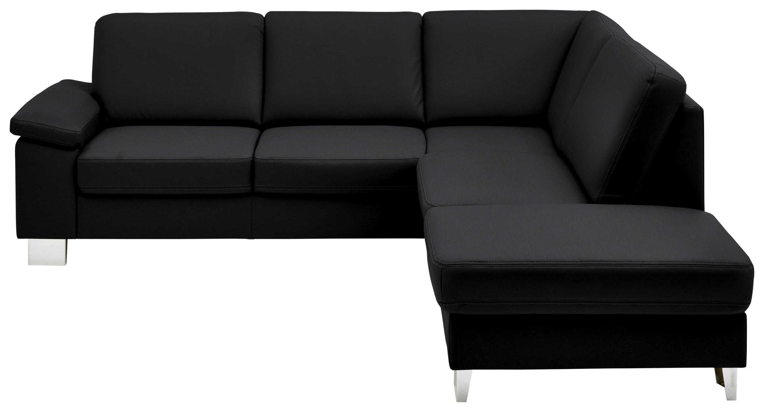 ECKSOFA  in Echtleder Schwarz  248/235 cm  - Alufarben/Schwarz, Design, Leder/Metall (248/235cm) - Beldomo Premium