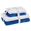 FROTTIERSET SET VIENNA STYLE Blau, Weiß 4-teilig  - Blau/Weiß, Basics, Textil - Vossen