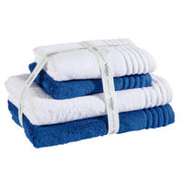 FROTTIERSET SET VIENNA STYLE Blau, Weiß 4-teilig  - Blau/Weiß, Basics, Textil - Vossen