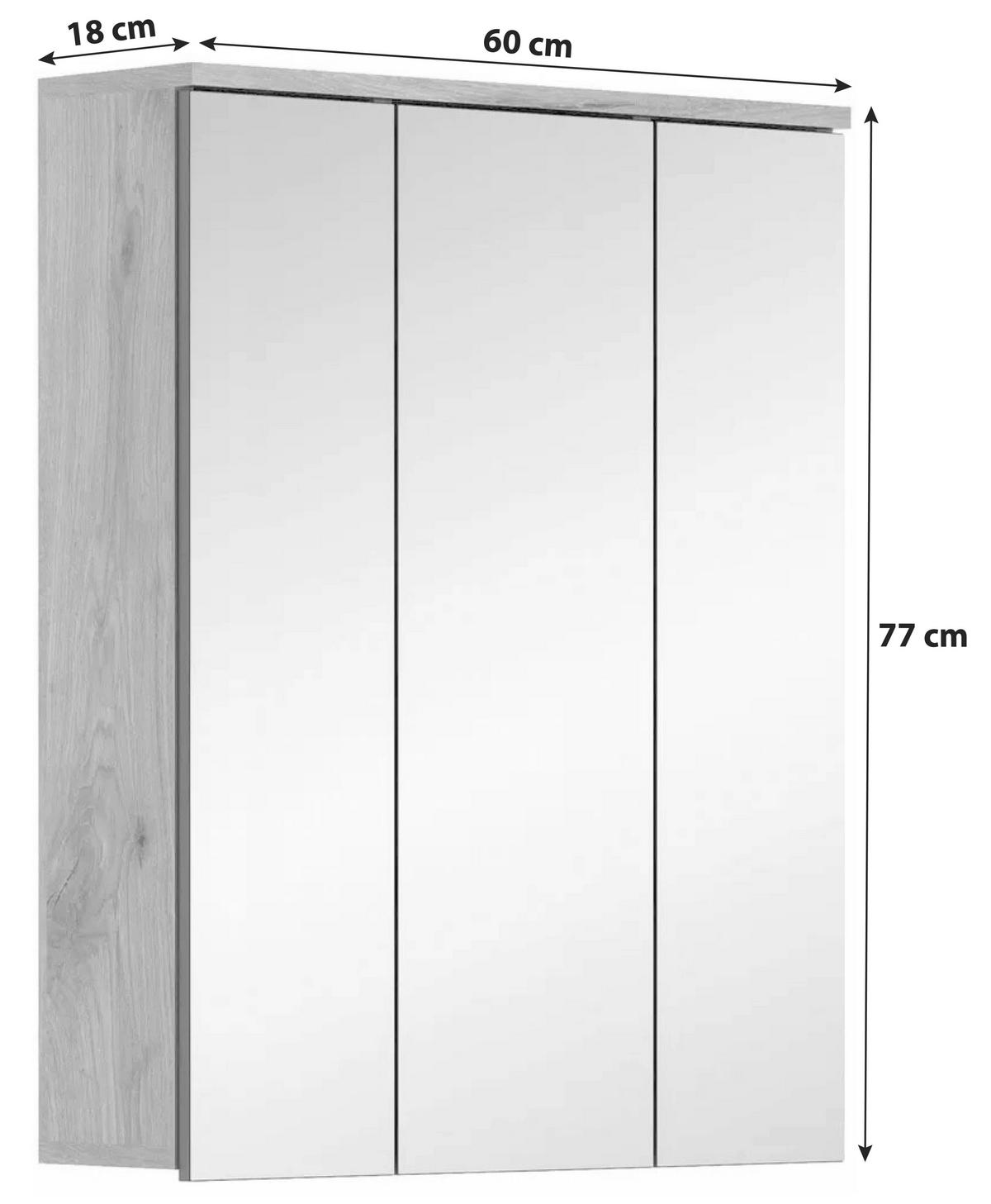 ZRCADLOVÁ SKŘÍŇKA, barvy dubu, 60/77/18 cm - barvy dubu, Moderní, kompozitní dřevo/sklo (60/77/18cm) - MID.YOU