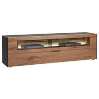 LOWBOARD YORIS  in 210/60/49 cm  - Eichefarben/Anthrazit, KONVENTIONELL, Glas/Holz (210/60/49cm) - Schöner Wohnen