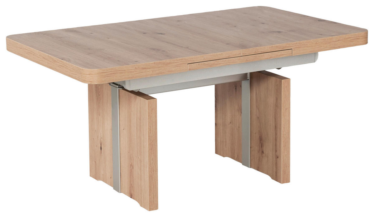 COUCHTISCH 110-150/68/53-72 cm rechteckig Silberfarben, Wildeiche  - Wildeiche/Silberfarben, Design, Holzwerkstoff (110-150/68/53-72cm) - Venda