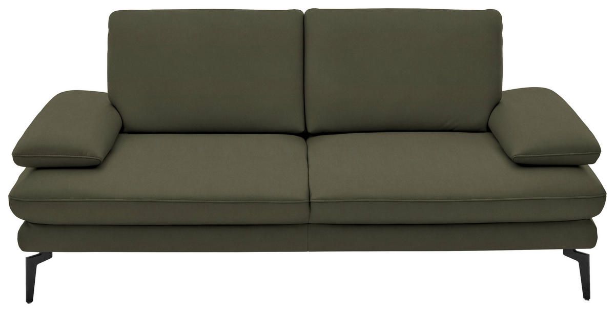 2,5-SITZER in Leder Grün  - Schwarz/Grün, Design, Leder/Metall (196/86/104cm) - Dieter Knoll