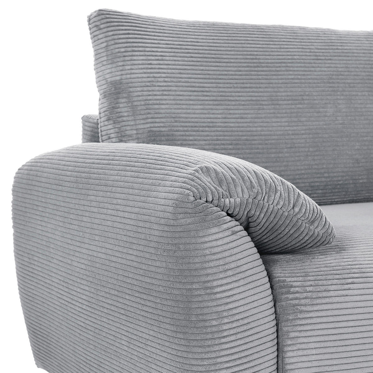 ECKSOFA in Cord Grau  - Schwarz/Grau, Konventionell, Kunststoff/Textil (266/180cm) - MID.YOU