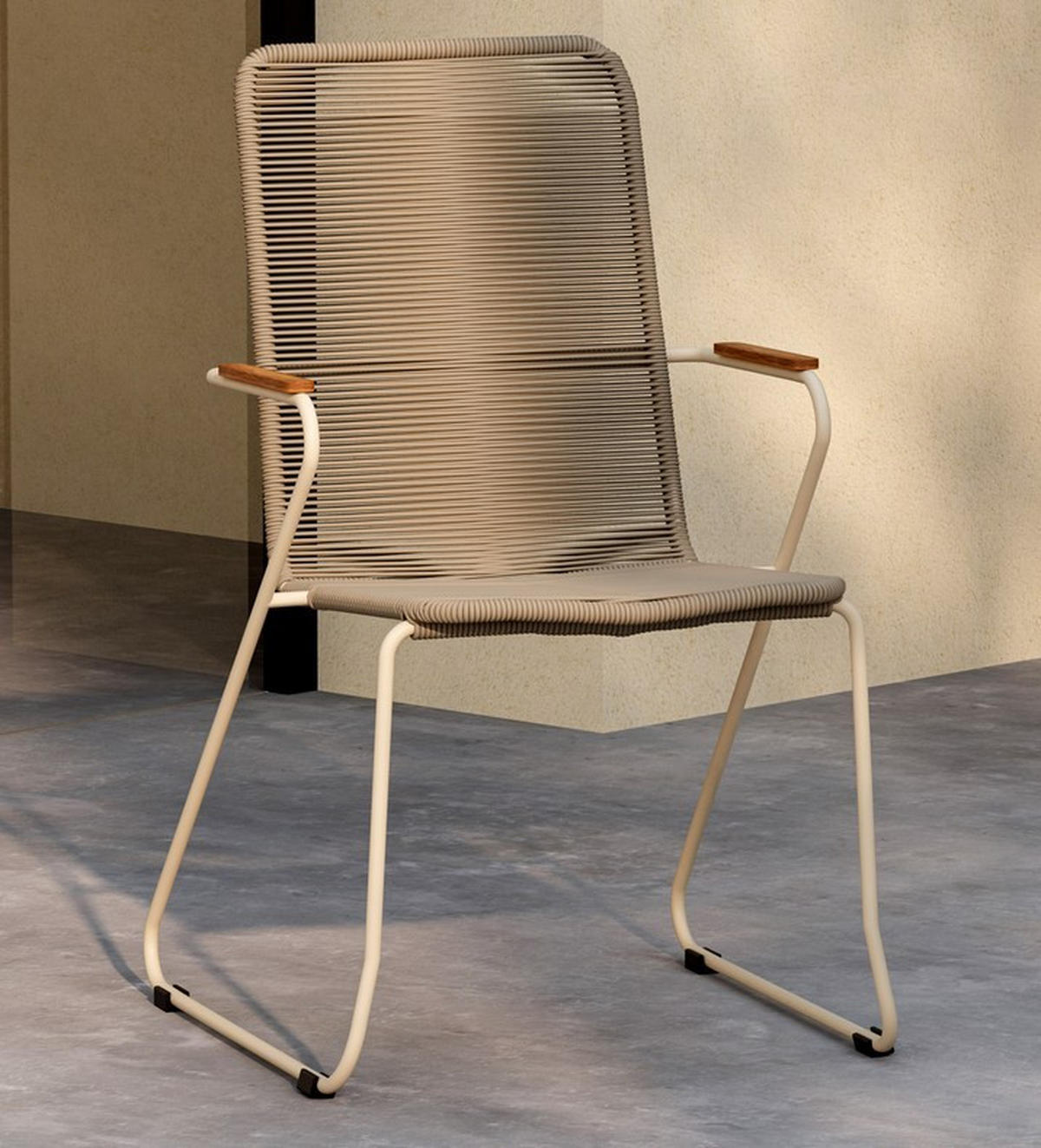 UTESTOL i trä, metall, textil naturfärgad, beige  - beige/naturfärgad, Basics, metall/trä (63/93/63cm)