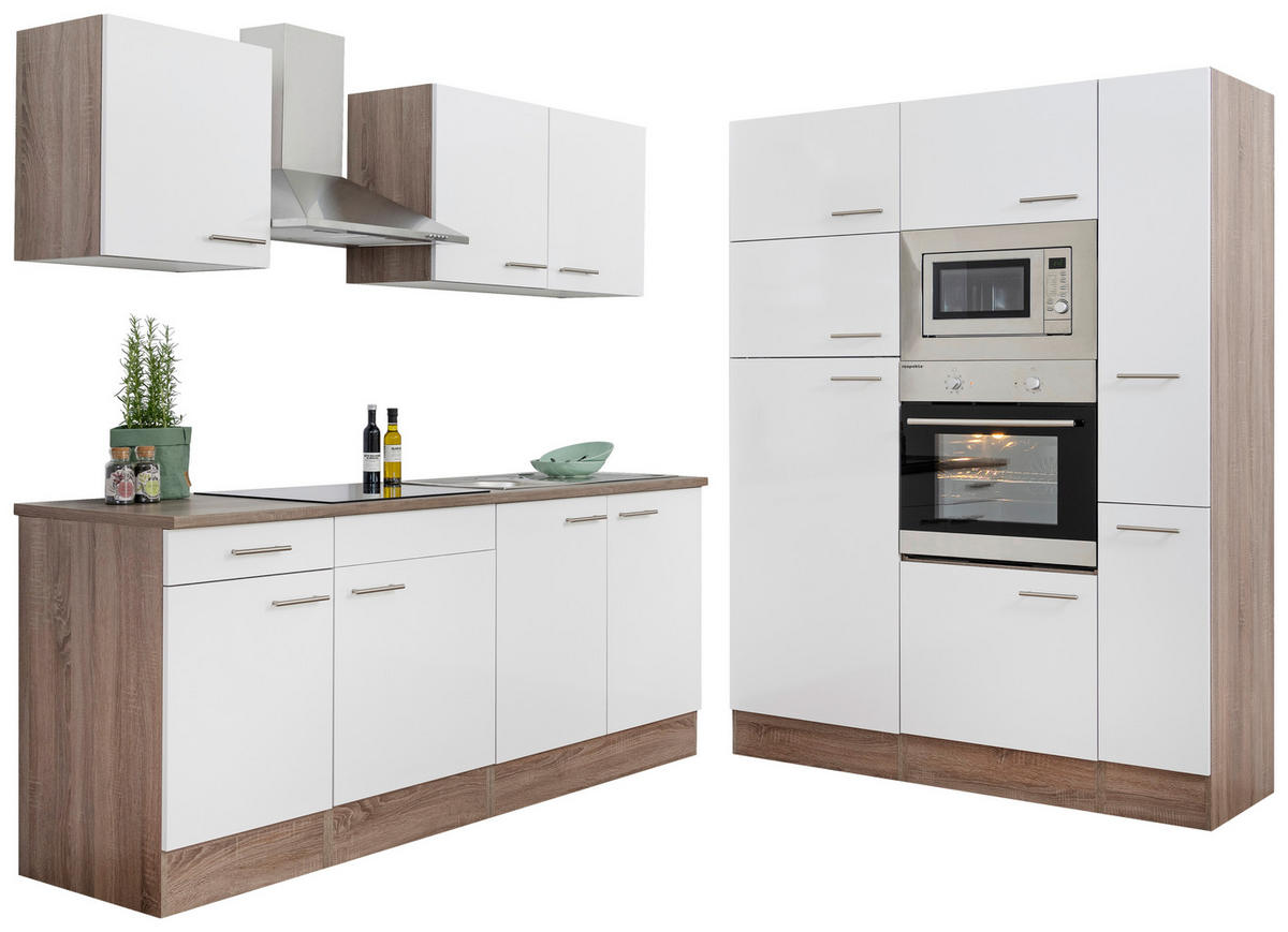 KÜCHENLEERBLOCK 360 cm   in Weiss  - Weiss/Edelstahlfarben, Basics, Holzwerkstoff/Metall (360cm) - Respekta