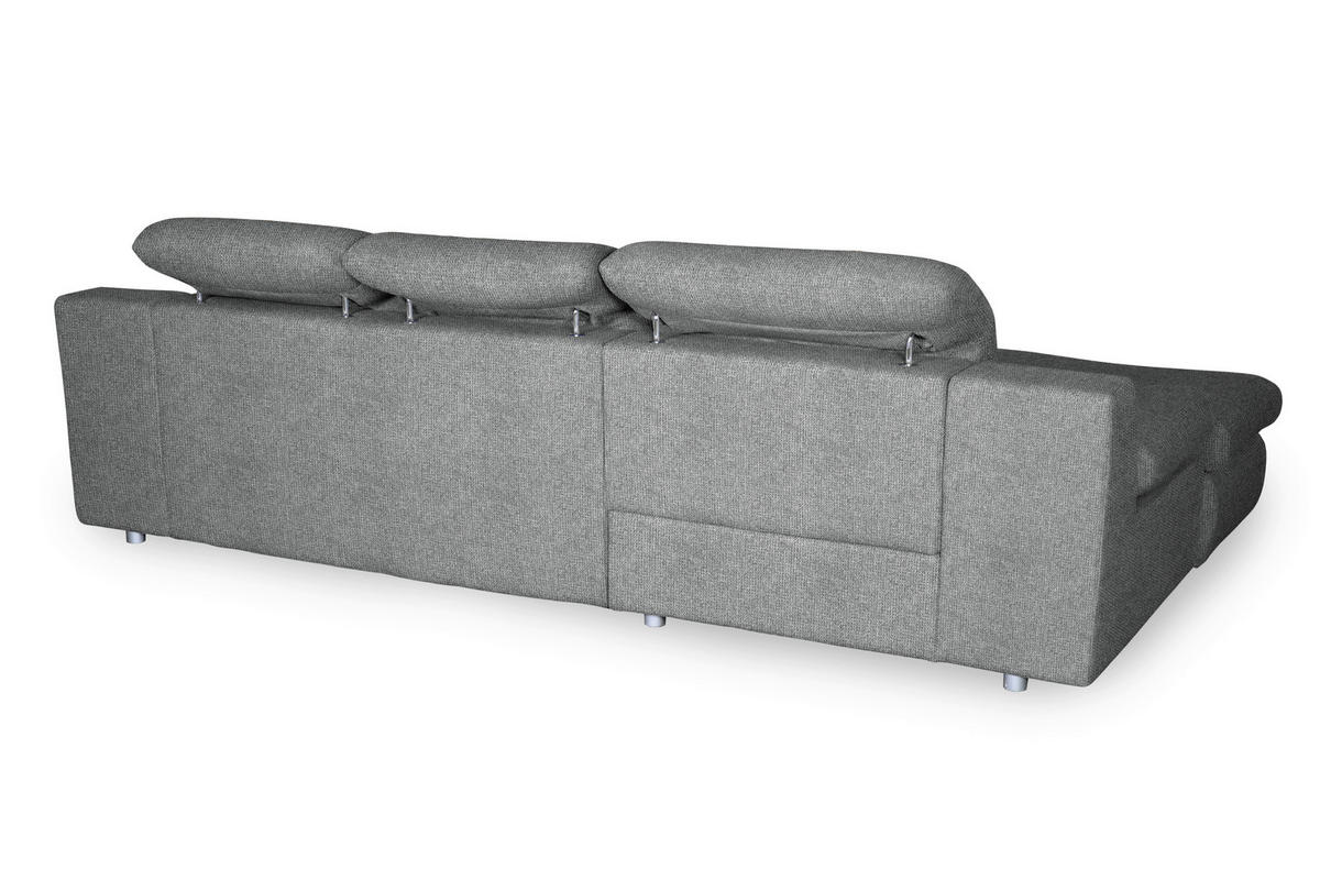 ECKSOFA Dunkelgrau Chenille  - Chromfarben/Dunkelgrau, Design, Textil/Metall (165/286cm) - Livetastic