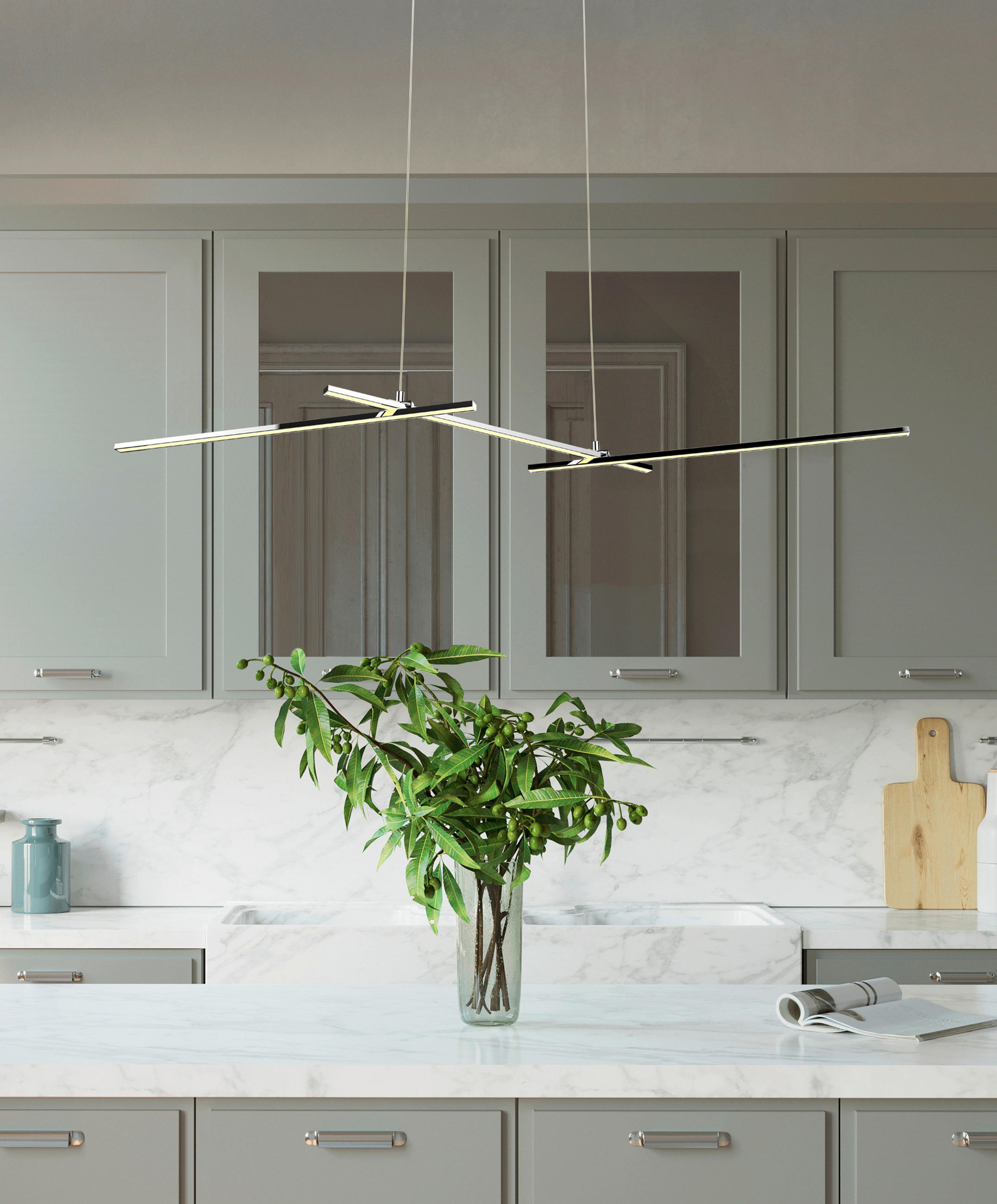 LED-PENDELLEUCHTE 103/23/120 cm  - Chromfarben, Design, Metall (103/23/120cm)