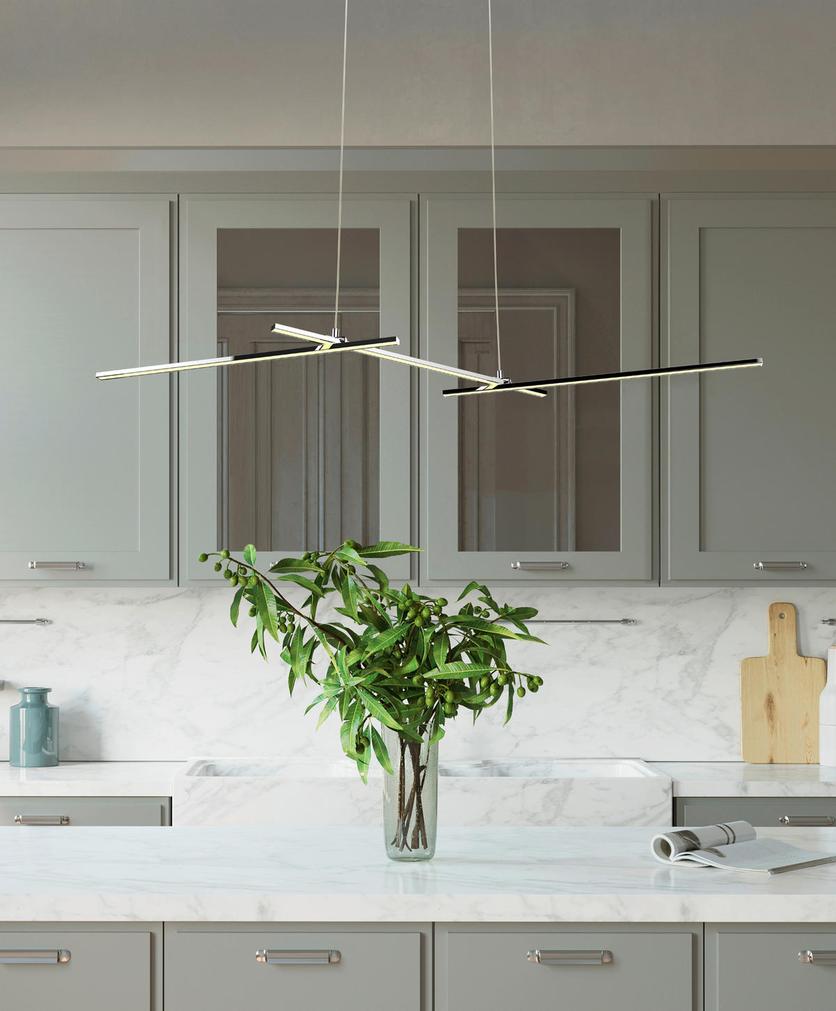 LED-PENDELLEUCHTE 103/23/120 cm  - Chromfarben, Design, Metall (103/23/120cm)