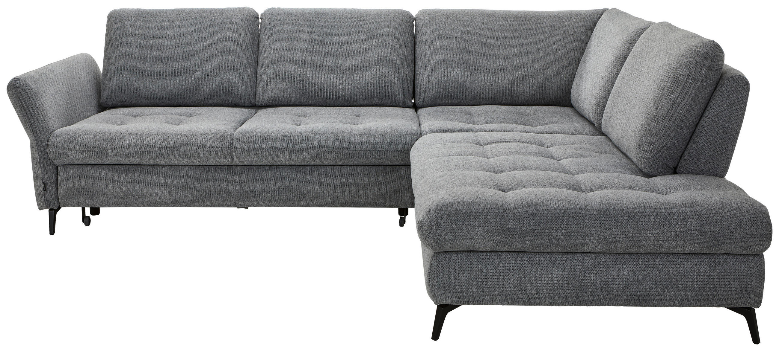 ECKSOFA Grau Chenille  - Schwarz/Grau, Natur, Textil/Metall (288/233cm) - Valnatura