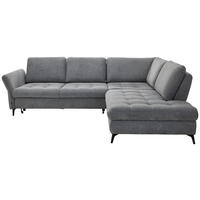 ECKSOFA Grau Chenille  - Schwarz/Grau, Natur, Textil/Metall (288/233cm) - Valnatura