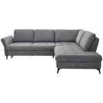 ECKSOFA in Chenille Grau  288/233 cm  - Schwarz/Grau, Natur, Textil/Metall (288/233cm) - Valnatura