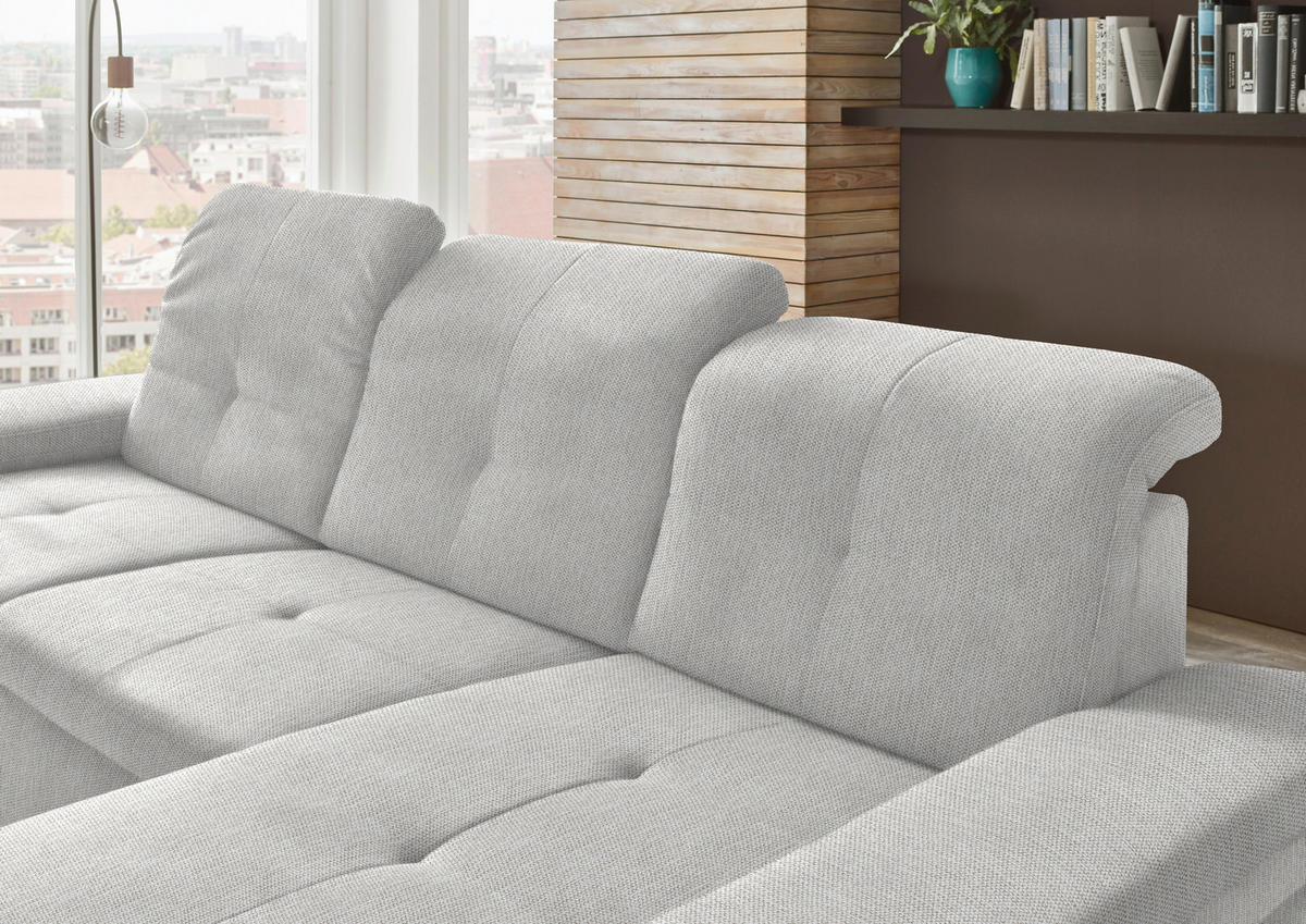 ECKSOFA in Flachgewebe Sandfarben  297/174 cm  - Sandfarben/Schwarz, Design, Textil/Metall (297/174cm) - Beldomo Style