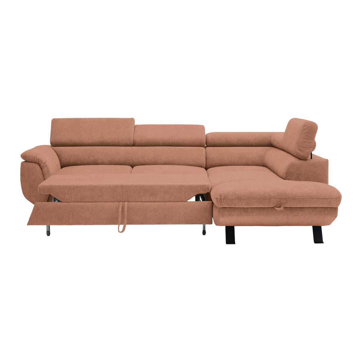 HÖRNSOFFA i vävt tyg aprikos  - aprikos/svart, Modern, metall/textil (257/198cm) - MID.YOU